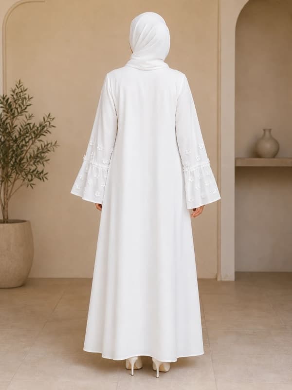 Ivory Floral Sleeve Abaya - alternate view